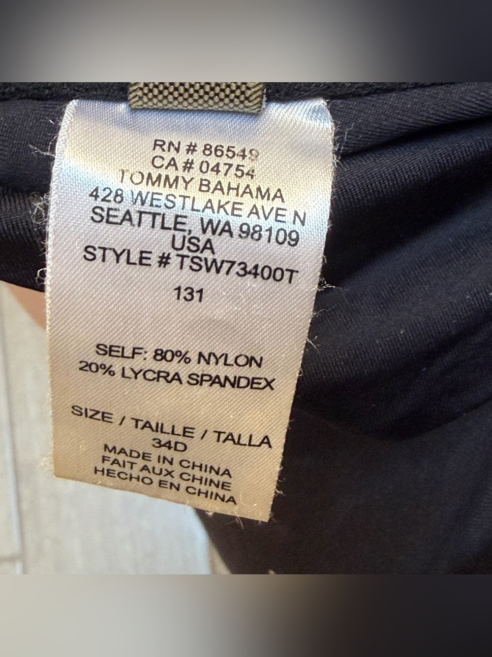 Tommy Bahama Black Bikini Swim Top Size 34D - Picture 4 of 4